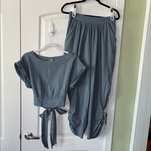 Free People Open back crop top harem pants outfit set S boho